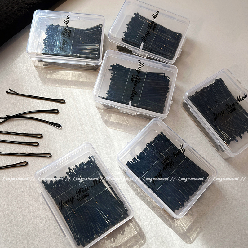 黑色一字夹简约碎发刘海夹女2025新款固定头发小夹子发卡盒装头饰