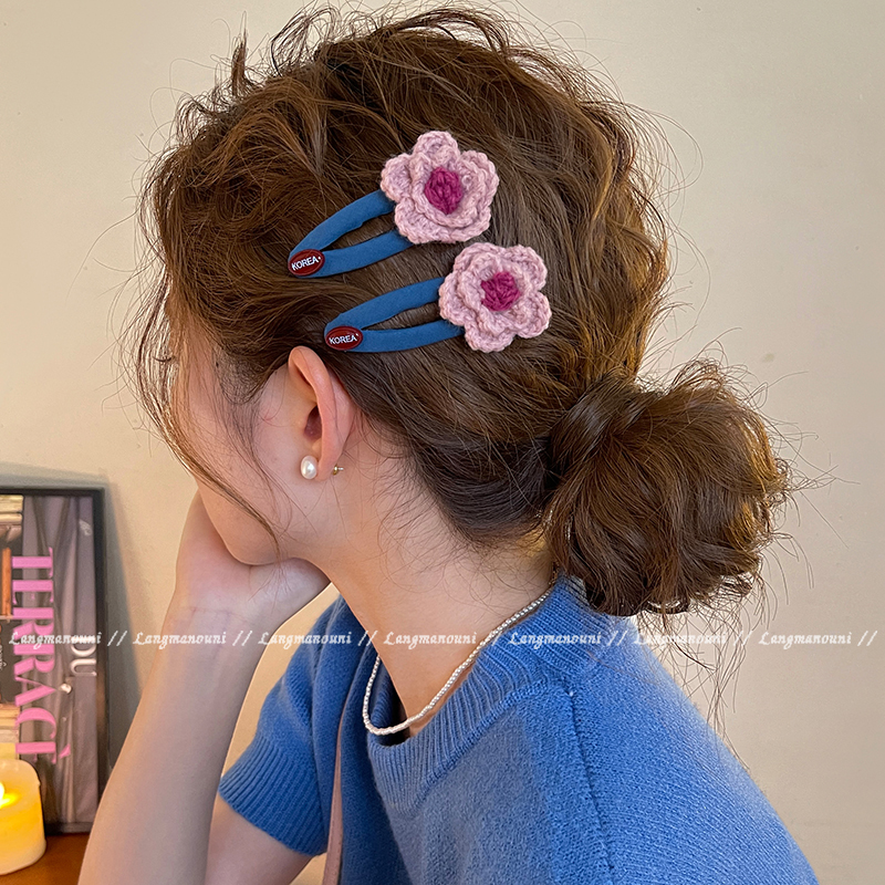 秋冬就要毛茸茸！毛线花朵发夹