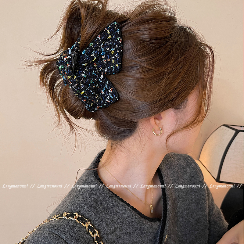 编织小香风三角抓夹女发量大鲨鱼夹2025新款盘发夹高级感大号发饰