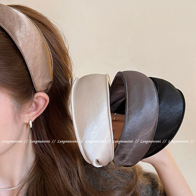 纯色缎面宽边发箍女高颅顶