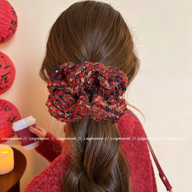 红色复古编织大肠发圈2025年新款高级感扎头发绳女橡皮筋新年头饰,饰品/流行首饰/时尚饰品新,发饰,淘宝优惠券,粉丝福利购,淘宝优惠卷