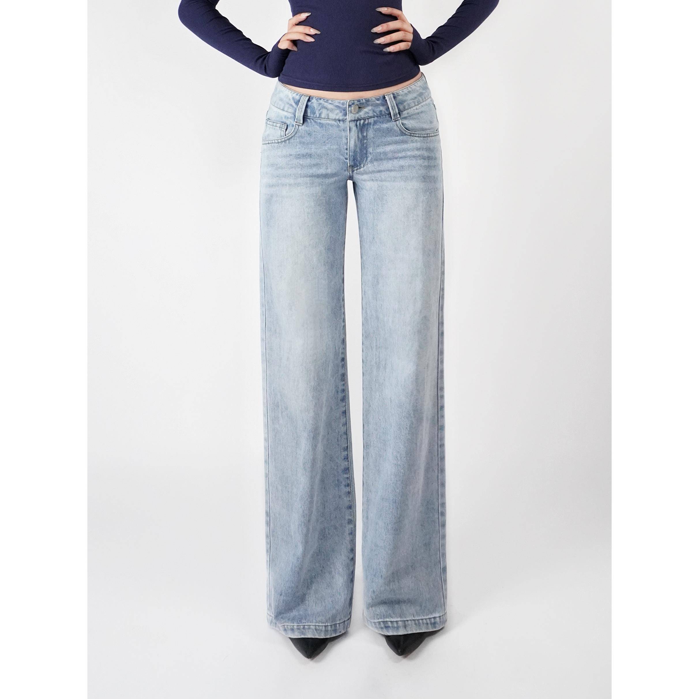 Jim Kennet低腰直筒显瘦牛仔长裤女