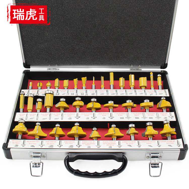 木工铣刀套装 8mm柄电木铣修边刀雕刻刀倒角刀刀头组合套装35PC