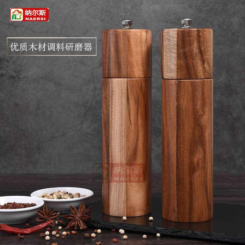 圆柱研磨器相思木胡椒磨陶瓷芯手动胡椒研磨器多用调味瓶厨房工具