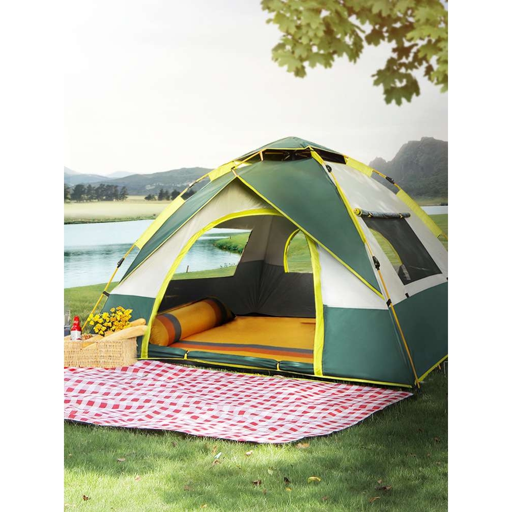 露营帐篷户外折叠便携式野营过夜防雨加厚装备全套3-4人自动速开