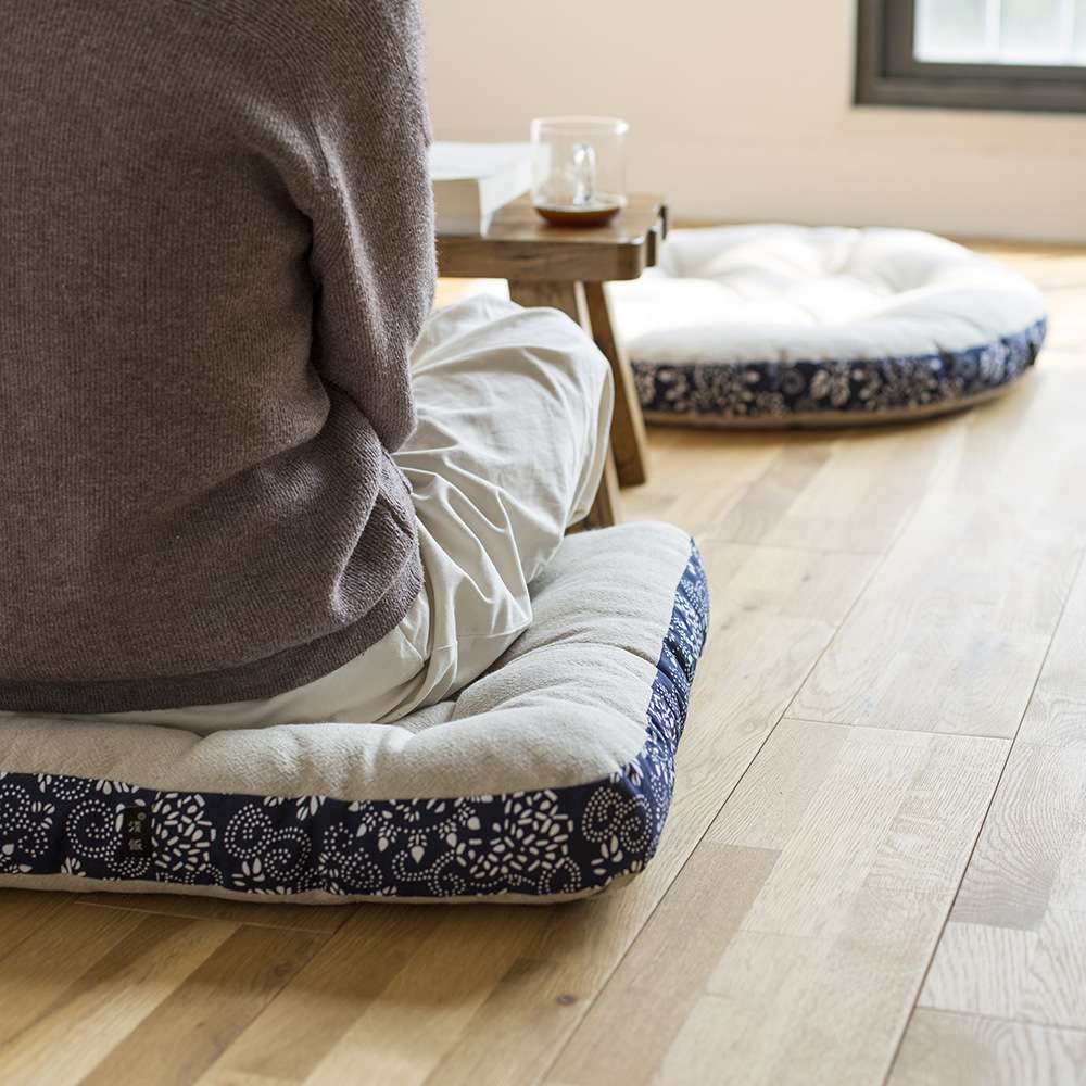 PK7J蓝印花布棉麻拼布蒲团薄坐垫瑜伽打坐地垫座椅垫复古水乡风情