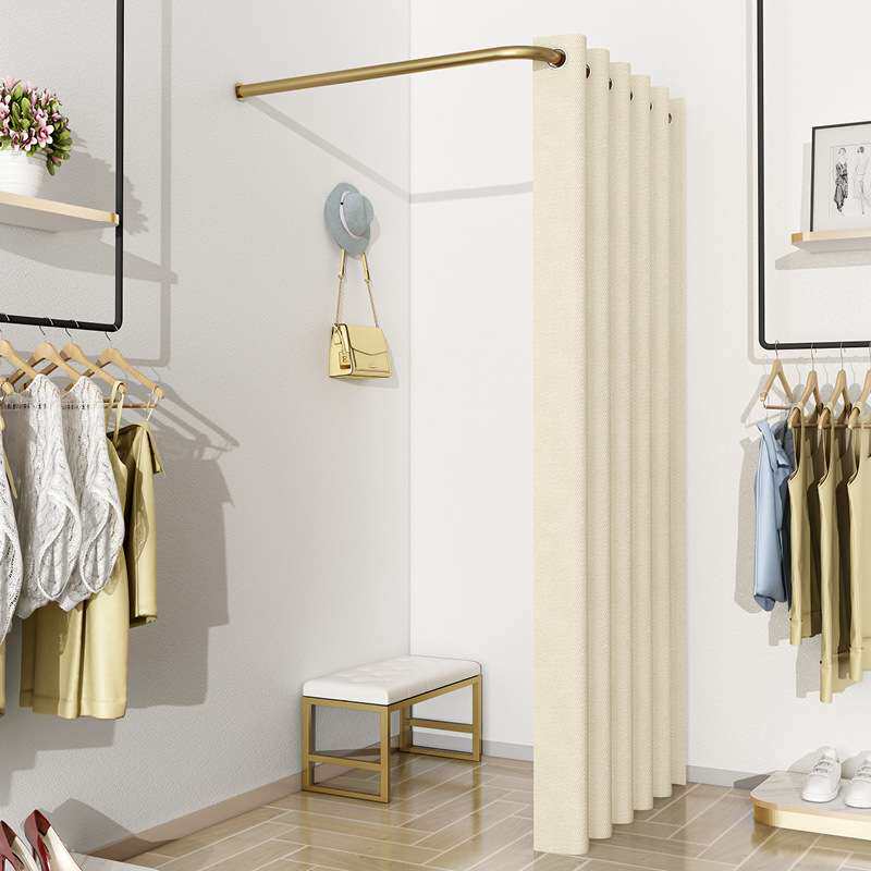 【厂家直供】L型C型试衣间门帘轨道杆服装店更衣室墙角挂杆支架