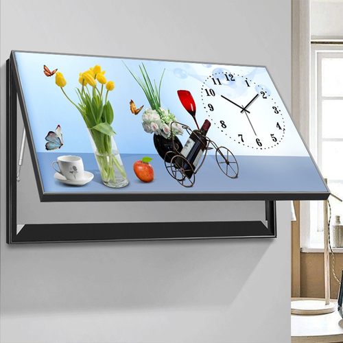 电表箱装饰画 画带钟表免打孔现代简约客厅饭厅配电箱装饰遮挡画