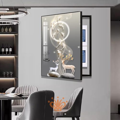 竖幅开门式电表箱装饰画金属外框