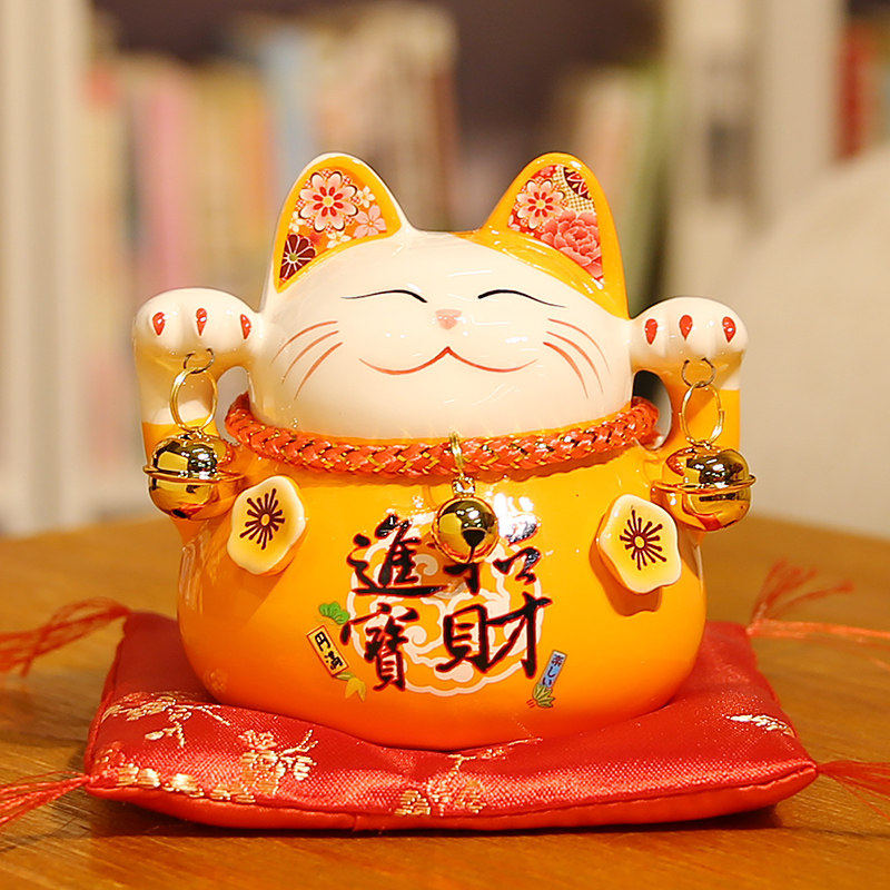 招财猫摆件开业入户礼品储蓄罐店铺存钱罐发财猫家居客厅小号日式