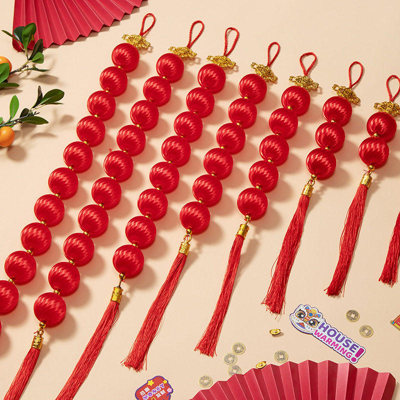 红色小红灯笼串挂饰树上中国结挂件装饰品2026马年过新年春节元旦