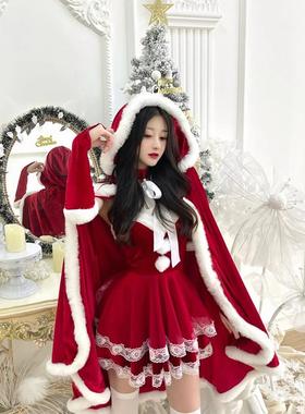 圣诞节主题服装cosplay性感女王披风圣诞红色大斗篷兔女郎兔子装