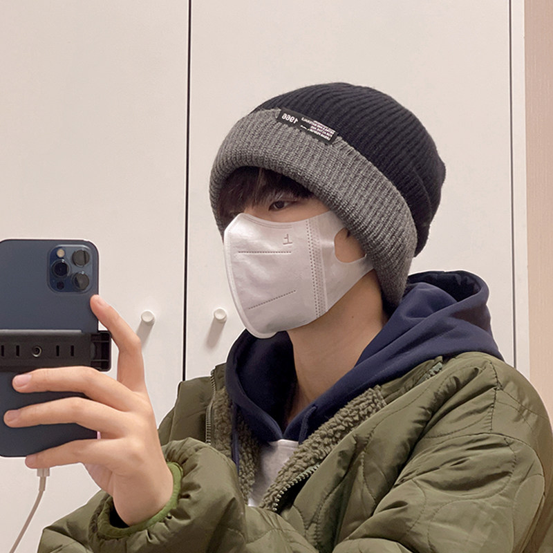 帽子男款潮秋冬季保暖毛线帽韩版护耳朵冷帽大头围加厚针织帽男士