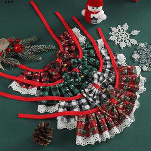 三角形口水巾猫咪狗圣诞节公主风英短泰迪柯基蕾丝边围脖宠物饰品