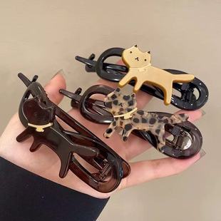 萌宠出圈~可爱小猫后脑勺一字扭扭夹女时尚高级感盘发夹独特抓夹