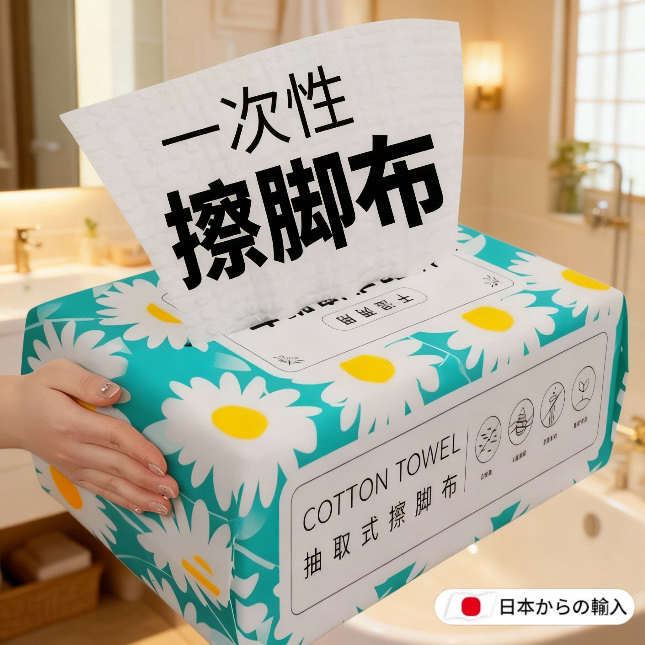 日本一次性擦脚巾家用加厚加大洗脚巾懒人专用足疗吸水纸巾擦脚布