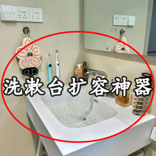 卫生间吸盘置物架浴室洗漱台免打孔厕所洗手台墙上收纳龙头置物架