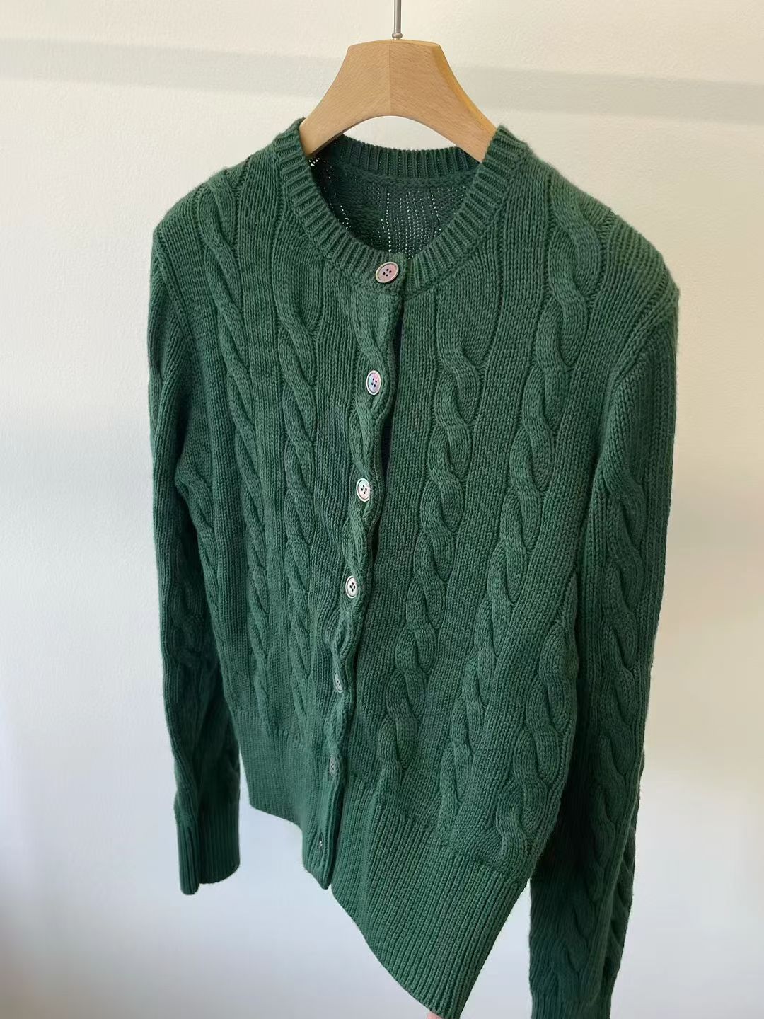 MJY高端女装秋冬新款羊绒羊毛麻花针织开衫女款休闲毛衣外套女