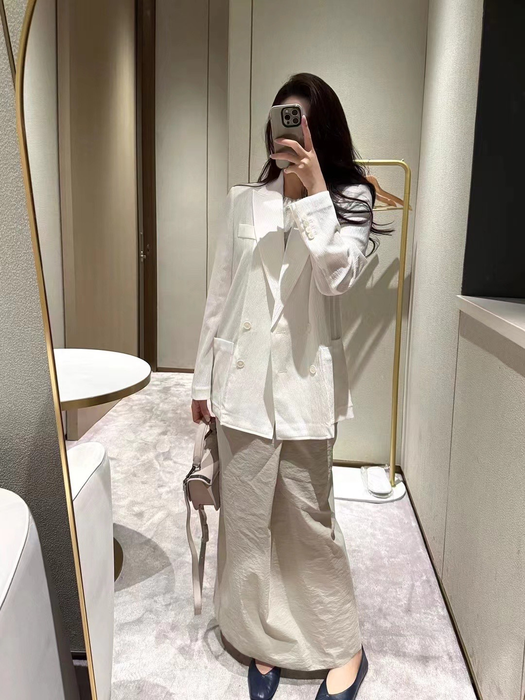MJY高端女装 24秋季新款进口定制面料双排扣薄款休闲百搭西服外套