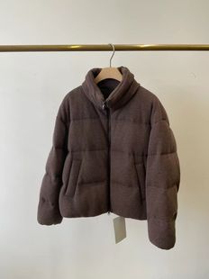 MJY高端女装25冬新款羊绒面料填充白鹅绒立领羽绒服轻盈保暖外套