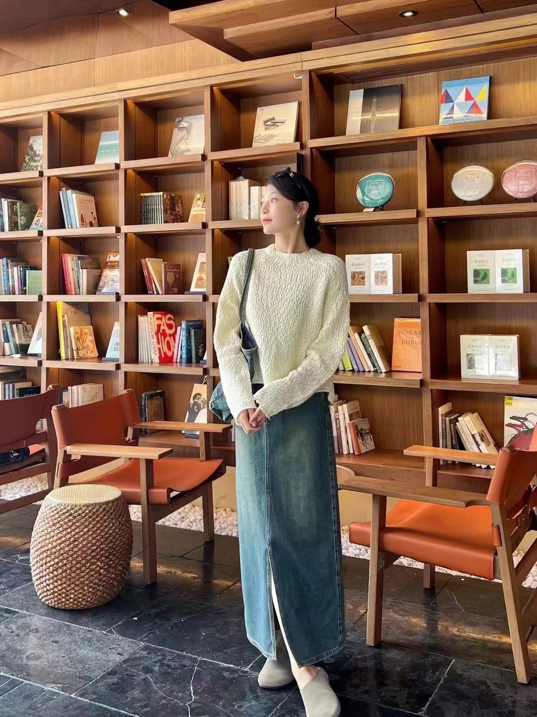 MJY高端女装 新款意大利进口点点颗粒感棉粗织套头长袖毛衣针织衫
