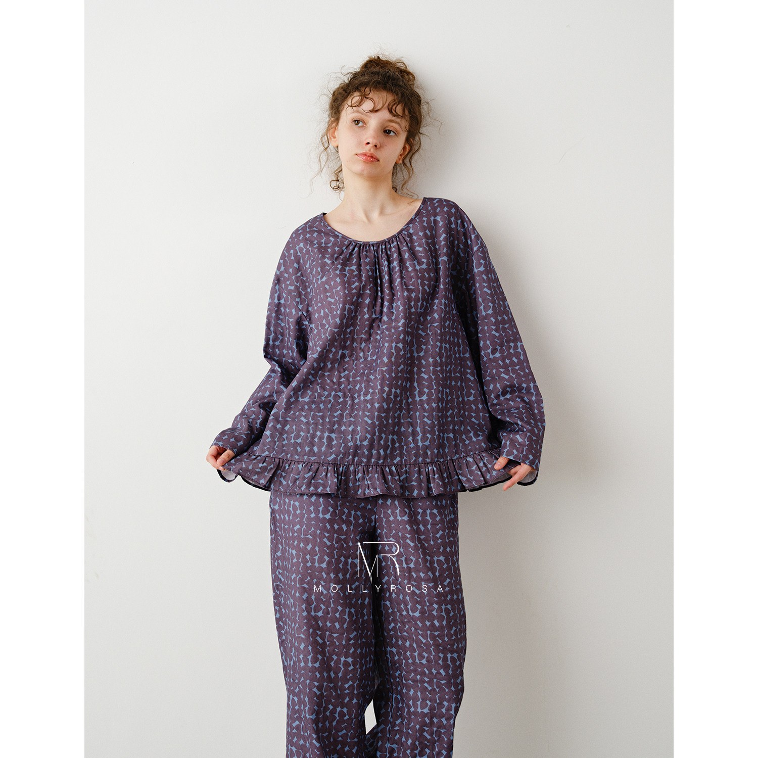 MOLLYROSA花影集·纯棉纱布花边秋冬碎花紫蓝家居服套装长袖睡衣,女士内衣/男士内衣/家居服,睡衣/家居服套装,淘宝优惠券,粉丝福利购,淘宝优惠卷