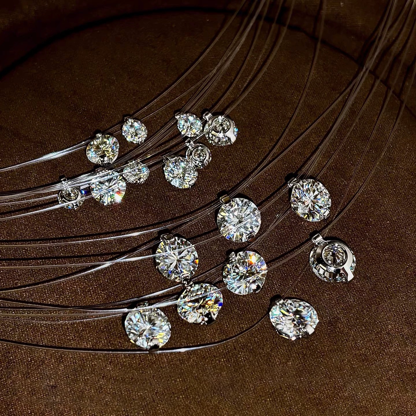 人鱼之泪莫桑钻石纯银超闪项链女