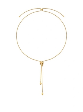 缠绕丝带项链中长款锁骨链毛衣链