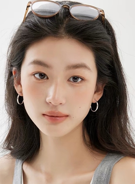 经典简约银色耳圈S925银针耳环女