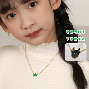 一生一肖龙儿童银项链亲子卡通龙纯银链S925儿童生肖吊坠生日礼物