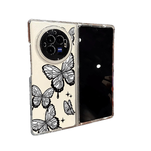 适用vivoxfold3手机壳新款暗夜蝴蝶vivoxfold3pro保护套xfold2透明折叠屏vivoxfold超薄散热vivoX Flip全包壳