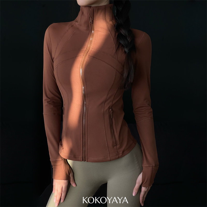 kokoyaya秋冬紧身健身衣女上衣长袖休闲跑步训练户外瑜伽服外套女