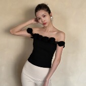 花朵吊带胸垫普拉提修身 kokoyaya一字肩上衣瑜伽新款 无袖 人棉美背