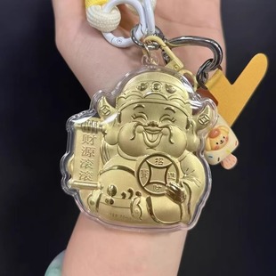 足金999黄金20mg财神爷招财猫财神到手机链挂绳钥匙扣包包挂件