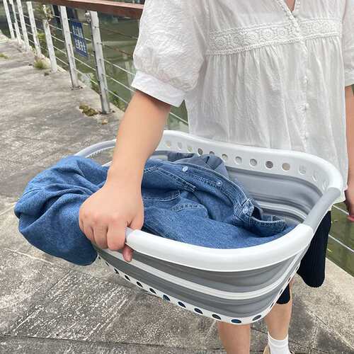 枯法师可折叠三手柄脏衣篮置物篮收纳篮车载携带户外野餐玩收纳具