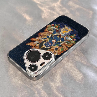 财神庇佑适用华为pura80pro手机壳新款pura70高级p60art可爱p50e简约p40创意p30pro女款电镀防摔小羊皮