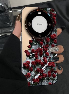 复古冰川玫瑰适用华为mate60pro手机壳女荣耀200小米1413新款气质vivox100spro电镀圈彩银防摔k70高级保护套