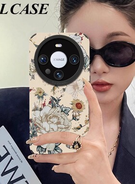 国风富贵花适用华为mate80Pro手机壳荣耀200男女nova1312小羊皮p60pro新款40防摔Magic6文艺50全包硅胶保护套