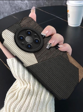 创意拼接纹适用华为mate80pro手机壳70新款轻奢皮纹mate60简约商务3全包pura80Ultra防摔40荣耀400男女magic7