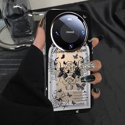 适用华为玫瑰翅膀窗户电镀圈女款