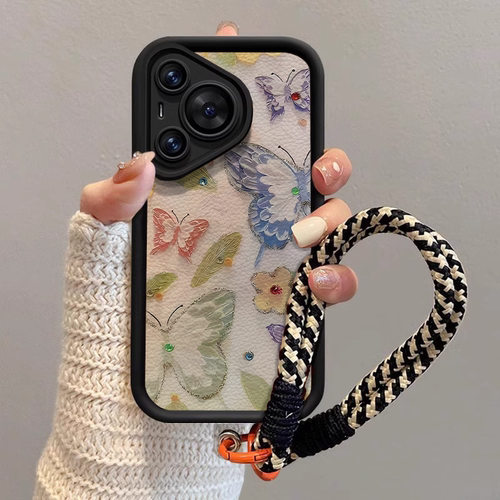 适用华为pura硅胶彩色油画蝴蝶