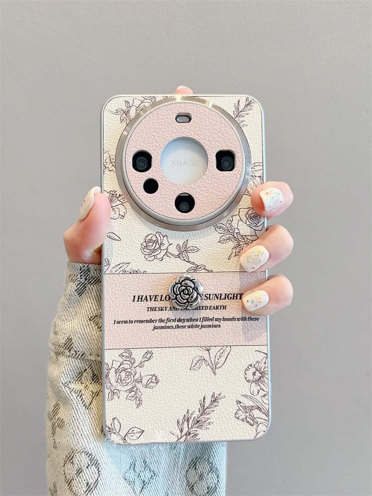 适用华为轻奢皮复古山茶花气质