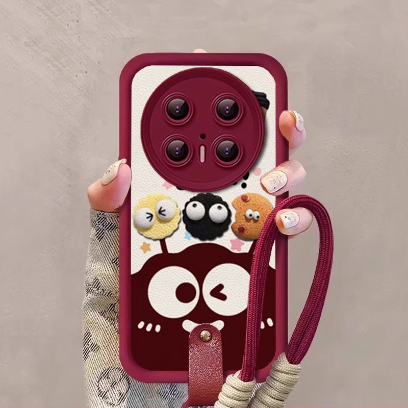 适用华为mate硅胶挂绳煤球公仔