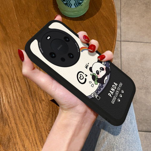适用华为仿皮爬墙熊猫卡通创意