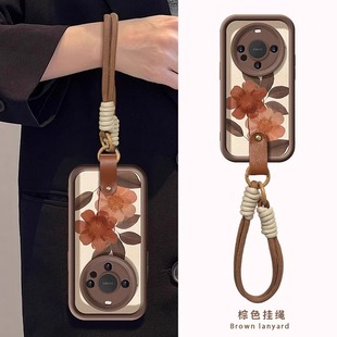 11硅胶p80咖色小羊皮p70挂绳50全包防摔 50腕带m40美拉德nova14 油画水彩花适用华为mate80pro手机壳70新款