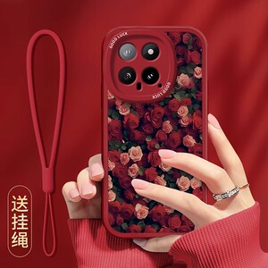 满屏玫瑰适用小米17手机壳15新年款小米14轻奢13高级女小米12x红色全包硅胶12sultra防摔小米11青春版保护套