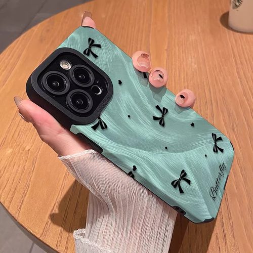 适用苹果16全包硅胶羽纱视觉蝴蝶