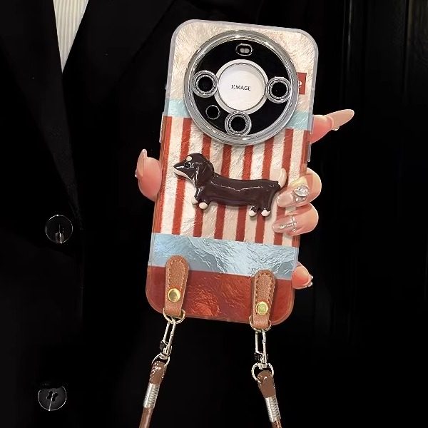 适用华为mate80pro手机壳新女款mate60/70拼接条纹小狗挂绳Pura80锡纸冰川纹p50全包镜头膜p40秋冬高级感创意,3C数码配件,手机保护套/壳,淘宝优惠券,粉丝福利购,淘宝优惠卷