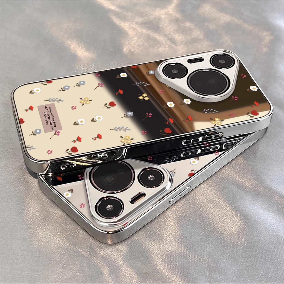 适用华为pura电镀镜面满屏小花