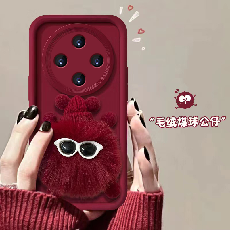 适用vivo小羊皮煤球公仔新年款红